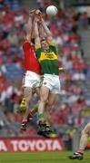 28 August 2005; Darrragh O Se, Kerry, supported by Kieran Donaghy  in action against Graham Canty, Cork. Bank of Ireland All-Ireland Senior Football Championship Semi-Final, Kerry v Cork, Croke Park, Dublin. Picture credit; Ray McManus / SPORTSFILE