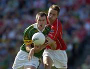 28 August 2005; Michael McCarthy, Kerry, is tackled by Kevin MacMahon, Cork. Bank of Ireland All-Ireland Senior Football Championship Semi-Final, Kerry v Cork, Croke Park, Dublin. Picture credit; Ray McManus / SPORTSFILE