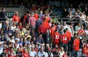 28 August 2005; Cork fans leave for the exits with 15 minutes to go in the game. Bank of Ireland All-Ireland Senior Football Championship Semi-Final, Kerry v Cork, Croke Park, Dublin. Picture credit; Brendan Moran / SPORTSFILE