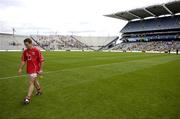 28 August 2005; Cork captain Eoin Sexton leaves the field after the game. Bank of Ireland All-Ireland Senior Football Championship Semi-Final, Kerry v Cork, Croke Park, Dublin. Picture credit; Brendan Moran / SPORTSFILE