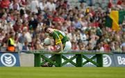 28 August 2005; Kerry captain Declan O'Sullivan waits on his team-mates as sits on the bench before the team photograph. Bank of Ireland All-Ireland Senior Football Championship Semi-Final, Kerry v Cork, Croke Park, Dublin. Picture credit; Brendan Moran / SPORTSFILE