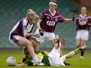 27 August 2005; Geraldine O'Shea, Kerry, in action against Una Carroll, and Aoibhann Daly, Galway. TG4 Ladies Football All-Ireland Quarter-Final, Galway v Kerry, Gaelic Grounds, Limerick. Picture credit; Brendan Moran / SPORTSFILE