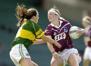 27 August 2005; Annette Clarke, Galway, in action against Caroline Kelly, Kerry. TG4 Ladies Football All-Ireland Quarter-Final, Galway v Kerry, Gaelic Grounds, Limerick. Picture credit; Brendan Moran / SPORTSFILE