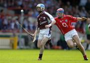 27 August 2005; Aongus Callanan, Galway, in action against Darragh McSweeney, Cork. Erin U21 Hurling Championship Semi-Final, Galway v Cork, Gaelic Grounds, Limerick. Picture credit; Brendan Moran / SPORTSFILE