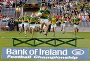 28 August 2005; The Kerry players led by captain Declan O'Sullivan make their way to the bench for the team photograph. Bank of Ireland All-Ireland Senior Football Championship Semi-Final, Kerry v Cork, Croke Park, Dublin. Picture credit; Ray McManus / SPORTSFILE