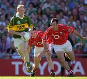 28 August 2005; Colm Cooper, Kerry, in action against Noel O'Leary and Kieran O'Connor, right, Cork. Bank of Ireland All-Ireland Senior Football Championship Semi-Final, Kerry v Cork, Croke Park, Dublin. Picture credit; Ray McManus / SPORTSFILE