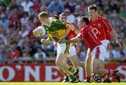 28 August 2005; Colm Cooper, Kerry, in action against Kieran O'Connor and Derek Kavanagh, back, Cork. Bank of Ireland All-Ireland Senior Football Championship Semi-Final, Kerry v Cork, Croke Park, Dublin. Picture credit; Ray McManus / SPORTSFILE