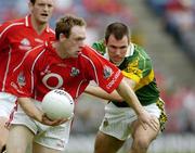 28 August 2005; Philip Clifford, Cork, in action against Michael McCarthy. Bank of Ireland All-Ireland Senior Football Championship Semi-Final, Kerry v Cork, Croke Park, Dublin. Picture credit; Ray McManus / SPORTSFILE