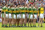 28 August 2005; The Kerry team stand for the National Anthem. Bank of Ireland All-Ireland Senior Football Championship Semi-Final, Kerry v Cork, Croke Park, Dublin. Picture credit; Ray McManus / SPORTSFILE