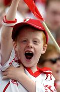 27 August 2005; Tyrone supporter cheers on his team. Bank of Ireland All-Ireland Senior Football Championship Quarter-Final Replay, Dublin v Tyrone, Croke Park, Dublin. Picture credit; David Maher / SPORTSFILE