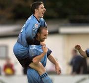 30 August 2005; Bohemians goalscorer Tony Grant, bottom, celebrates with team-mate Stephen Ward after scoring the first goal. FAI Carlsberg Cup 3rd Round Replay, Wayside Celtic v Bohemians, Carlisle Grounds, Bray, Co. Wicklow. Picture credit; Damien Eagers / SPORTSFILE