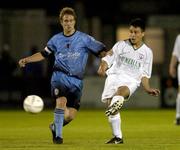 30 August 2005; Chai Thain, Wayside Celtic, in action against Kevin Hunt, Bohemians. FAI Carlsberg Cup 3rd Round Replay, Wayside Celtic v Bohemians, Carlisle Grounds, Bray, Co. Wicklow. Picture credit; Damien Eagers / SPORTSFILE