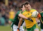 9 March 2014; Michael Murphy, Donegal, in action against Eoghan Harrington, Meath. Allianz Football League Division 2 Round 4, Donegal v Meath, MacCumhaill Park, Ballybofey, Co. Donegal. Picture credit: Oliver McVeigh / SPORTSFILE