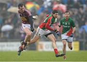 9 March 2014; Alan Freeman, Mayo, in action against Aidan O'Shea, Westmeath. Allianz Football League Division 1 Round 4, Westmeath v Mayo, Cusack Park, Mullingar, Co. Westmeath. Photo by Sportsfile