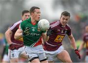 9 March 2014; Donal Vaughan, Mayo, in action against Ger Egan, Westmeath. Allianz Football League Division 1 Round 4, Westmeath v Mayo, Cusack Park, Mullingar, Co. Westmeath. Photo by Sportsfile