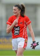 9 March 2014; Annie Walsh, Cork, shows her dissapointment as she leaves the pitch after the game ended in a draw. Tesco Homegrown Ladies National Football League Division 1 Round 5, Dublin v Cork, Parnell Park, Dublin. Picture credit: Pat Murphy / SPORTSFILE