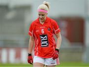9 March 2014; Brid Stack, Cork, shows her dissapointment as she leaves the pitch after the game ended in a draw. Tesco Homegrown Ladies National Football League Division 1 Round 5, Dublin v Cork, Parnell Park, Dublin. Picture credit: Pat Murphy / SPORTSFILE
