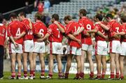 28 August 2005; The Cork players line up during the national anthem. Bank of Ireland All-Ireland Senior Football Championship Semi-Final, Kerry v Cork, Croke Park, Dublin. Picture credit; David Maher / SPORTSFILE