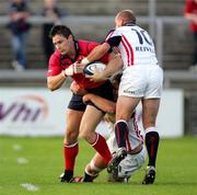 2 September 2005; David Wallace, Munster, in action against Gregor Townsend and Wayne McEntee, Borders. Celtic League 2005-2006, Group A, Munster v Borders, Thomond Park, Limerick. Picture credit; Kieran Clancy / SPORTSFILE