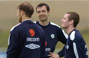4 September 2005; Gary Breen, Republic of Ireland, in conversation with team-mates Kenny Cunningham, left, and Stephen Elliott, right, during squad training. Malahide FC, Malahide, Dublin. Picture credit; Pat Murphy / SPORTSFILE