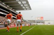 4 September 2005; Armagh players Justin McNulty, no. 26, and Enda McNulty warm up along the touch line. Bank of Ireland All-Ireland Senior Football Championship Semi-Final, Armagh v Tyrone, Croke Park, Dublin. Picture credit; Damien Eagers / SPORTSFILE