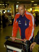 6 September 2005; Zinedine Zidane, a member of the French squad, pictured on arrival at Dublin Airport in advance of the World Cup Qualifying game against the Republic of Ireland. Dublin Airport, Dublin. Picture credit; Damien Eagers / SPORTSFILE