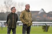 10 March 2014; Trainer Willie Mullins, right, speaks with Cheltenham clerk of the course Simon Claisse on the gallops ahead of the Cheltenham Racing Festival 2014. Prestbury Park, Cheltenham, England. Picture credit: Ramsey Cardy / SPORTSFILE