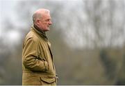 10 March 2014; Trainer Willie Mullins on the gallops ahead of the Cheltenham Racing Festival 2014. Prestbury Park, Cheltenham, England. Picture credit: Ramsey Cardy / SPORTSFILE