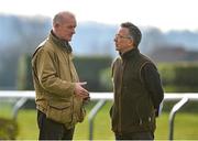 10 March 2014; Trainer Willie Mullins, left, speaks with Cheltenham clerk of the course Simon Claisse on the gallops ahead of the Cheltenham Racing Festival 2014. Prestbury Park, Cheltenham, England. Picture credit: Ramsey Cardy / SPORTSFILE