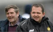 9 March 2014; Clare hurling manager Davy Fitzgerald, right, with his father and secretary of the Clare county board Pat Fitzgerald. Allianz Hurling League, Division 1A, Round 3, Tipperary v Clare, Semple Stadium, Thurles, Co. Tipperary. Picture credit: Brendan Moran / SPORTSFILE