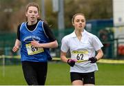 8 March 2014; Georgia Dick, Victoria College Belfast, right, and Sinead Whelan, Grennan College Kilkenny, in action during the Senior Girls 2500m race during the Aviva All-Ireland Schools Cross Country Championships. Cork IT, Bishopstown, Cork. Picture credit: Diarmuid Greene / SPORTSFILE