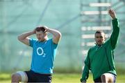 11 March 2014; Ireland's Simon Zebo and Donnacha Ryan,  right, during squad training ahead of their side's RBS Six Nations Rugby Championship match against France on Saturday. Ireland Rugby Squad Training, Carton House, Maynooth, Co. Kildare. Picture credit: David Maher / SPORTSFILE
