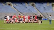 14 August 2005; Members of the Louth team line up for a photograph after a light training session after the main event of the day. Guinness All-Ireland Senior Hurling Championship Semi-Final, Cork v Clare, Croke Park, Dublin. Picture credit; Ray McManus / SPORTSFILE