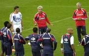 6 September 2005; France manager Raymond Domenech speaks to his players during squad training. Lansdowne Road, Dublin. Picture credit; Brian Lawless / SPORTSFILE
