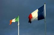 7 September 2005; The Irish and French tricolours fly in the wind before the game. FIFA 2006 World Cup Qualifier, Group 4, Republic of Ireland v France, Lansdowne Road, Dublin. Picture credit; Brendan Moran / SPORTSFILE