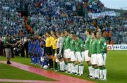 7 September 2005; The French and Republic of Ireland teams line up for the national anthems. FIFA 2006 World Cup Qualifier, Group 4, Republic of Ireland v France, Lansdowne Road, Dublin. Picture credit; Brendan Moran / SPORTSFILE