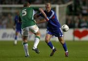 7 September 2005; Zinedine Zidane, France, in action against Richard Dunne, Republic of Ireland. FIFA 2006 World Cup Qualifier, Group 4, Republic of Ireland v France, Lansdowne Road, Dublin. Picture credit; Brian Lawless / SPORTSFILE