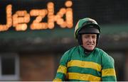 11 March 2014; Jockey Barry Geraghty is led to the winners enclosure after winning the Stan James Champion Hurdle Challenge Trophy on Jezki. Cheltenham Racing Festival 2014. Prestbury Park, Cheltenham, England. Picture credit: Ramsey Cardy / SPORTSFILE