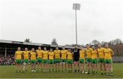 9 March 2014;The Donegal team stand for the National Anthem. Allianz Football League Division 2 Round 4, Donegal v Meath, MacCumhaill Park, Ballybofey, Co. Donegal. Picture credit: Oliver McVeigh / SPORTSFILE