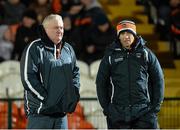 8 March 2014; Paul Grimley, Armagh manager, left, and Kieran McGeeney, Armagh assistant manager. Allianz Football League Division 1 Round 4, Armagh v Laois, Athletic Grounds, Armagh. Picture credit: Oliver McVeigh / SPORTSFILE