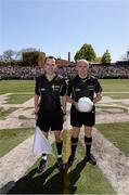 5 May 2013; Referee Martin Higgins with linesman Shane Hehir, left, before the game. Connacht GAA Football Senior Championship Quarter-Final, New York v Leitrim,Gaelic Park, Corlear Avenue, Riverdale, N.Y. 10463, USA. Picture credit: Ray McManus / SPORTSFILE