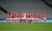 1 March 2014; The Cork players during the National Anthem. Allianz Football League, Division 1, Round 3, Dublin v Cork, Croke Park, Dublin. Picture credit: Ray McManus / SPORTSFILE