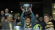 23 January 2013; Diarmuid O Seasnain, Coláiste Eoin, lifts the cup. Leinster Colleges Senior Football Championship Final, Coláiste Eoin v Marist Athlone. Croke Park, Dublin. Picture credit: Ray McManus / SPORTSFILE