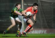 12 March 2014; Sean Kiely, Cork, in action against Tadhg Morley, Kerry. Cadbury Munster GAA Football U21 Championship, Quarter-Final, Kerry v Cork, Austin Stack Park, Tralee, Co. Kerry. Picture credit: Matt Browne / SPORTSFILE