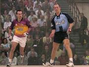 10 September 2005; Eoin Kennedy, St. Bridgets, Dublin, right, in action against Barry Goff, Castlebridge Handball Club, Wexford. Eoin Kennedy.v.Barry Goff, All-Ireland 60x30 Handball Finals, Intermediate Singles, Handball Alley, Croke Park, Dublin. Picture credit: Brian Lawless / SPORTSFILE