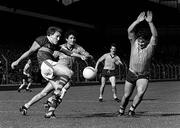 22 September 1985; Pat Spillane, Kerry, in action against Joe McNally, Dublin. Kerry v Dublin, All-Ireland Football Final, Croke Park, Dublin. Picture credit; Ray McManus / SPORTSFILE