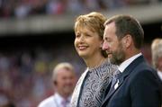 11 September 2005; President of Ireland Mary McAleese accompanied by GAA President Sean Kelly. Guinness All-Ireland Senior Hurling Championship Final, Galway v Cork, Croke Park, Dublin. Picture credit; Brendan Moran / SPORTSFILE *** Local Caption *** Any photograph taken by SPORTSFILE during, or in connection with, the 2005 Guinness All-Ireland Hurling Final which displays GAA logos or contains an image or part of an image of any GAA intellectual property, or, which contains images of a GAA player/players in their playing uniforms, may only be used for editorial and non-advertising purposes.  Use of photographs for advertising, as posters or for purchase separately is strictly prohibited unless prior written approval has been obtained from the Gaelic Athletic Association.