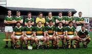 21 September 1986; The Kerry team, back row, from left, Jack O'Shea, Tom Spillane, Mikey Sheehy, Charlie Nelligan, Ger Lynch, Willie Maher, Pat Spillane and Sean Walsh, front row, from left, Eoin Liston, Tommy Doyle, Paidi O Se, Ambrose O'Donovan, Mick Spillane, Ger Power and Denis Ogie Moran ahead of the All-Ireland Football Final match between Kerry and Tyrone at Croke Park in Dublin. Photo by Ray McManus/Sportsfile