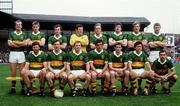 21 September 1986; The kerry team, back row, from left, Jack O'Shea, Tom Spillane, Mikey Sheehy, Charlie Nelligan, Ger Lynch, Willie Maher, Pat Spillane and Sean Walsh, front row, from left, Eoin Liston, Tommy Doyle, Paidi O Se, Ambrose O'Donovan, Mick Spillane, Ger Power and Denis Ogie Moran ahead of the All-Ireland Football Final match between Kerry and Tyrone at Croke Park in Dublin. Photo by Ray McManus/Sportsfile