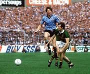 22 September 1985; Mick Spillane, Kerry, in action against John Kearns, Dublin. Kerry v Dublin, All-Ireland Football Final, Croke Park, Dublin. Picture credit; Ray McManus / SPORTSFILE